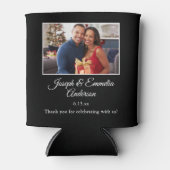 黒い結婚式の引き出物フォトカップルの写真,名前 缶クーラー (正面)