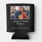 黒い結婚式の引き出物フォトカップルの写真,名前 缶クーラー (裏面)