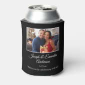 黒い結婚式の引き出物フォトカップルの写真,名前 缶クーラー (缶裏面)