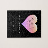 黒い結婚式の日付を保存 ジグソーパズル (横)