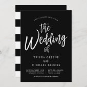 黒い結婚式の踊りの原稿の白 招待状 (正面/裏面)
