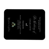 黒い結婚緑の銀杏の豪華な招待 マグネット (横)