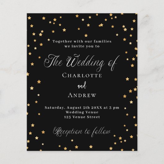 黒い結婚金ゴールドスターの予算案 チラシ (正面)