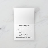 黒い結婚RSVPの緑の羽 招待状 (内部)