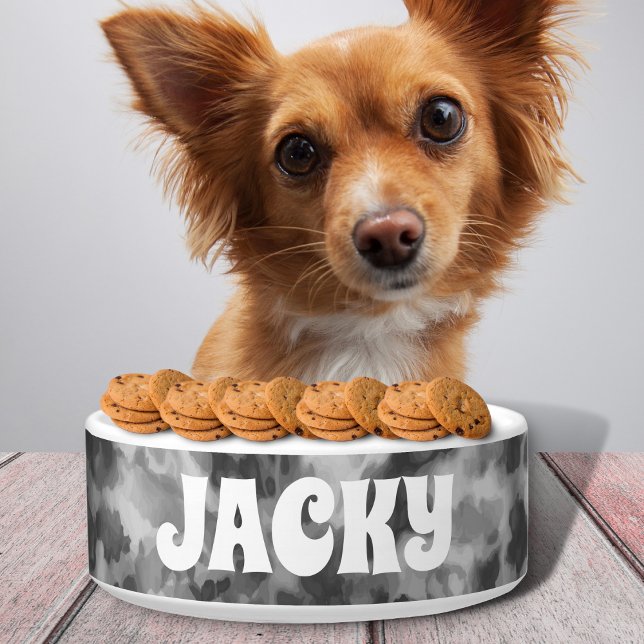 黒い絞り染めパーソナライズされたの犬または猫の名前 ボウル (クリエイターアップロード済み)