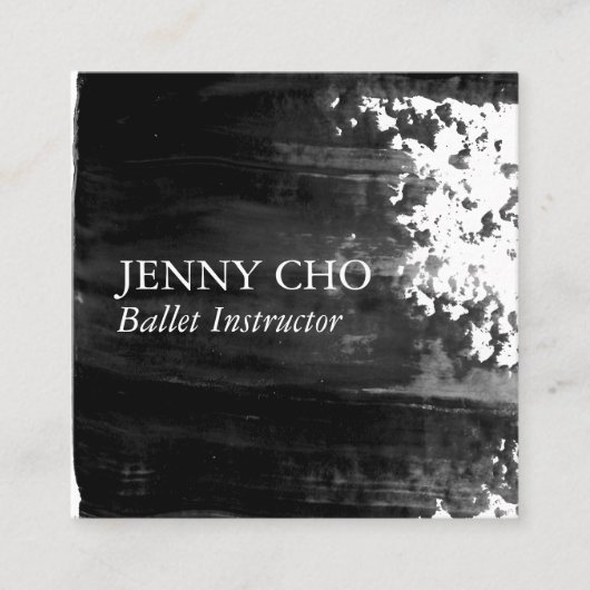 黒い絵を描ストライプブラシストローク スクエア名刺 (正面)