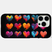 黒い絵を描背景に15個のハート Case-Mate iPhoneケース (裏面 (横))