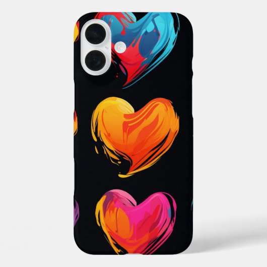 黒い絵を描背景のハート、大きい Case-Mate iPhoneケース (裏面)