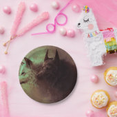 黒い絵画狼と白い狼の ペーパープレート (パーティー)