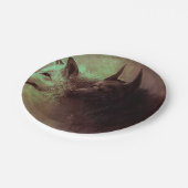 黒い絵画狼と白い狼の ペーパープレート (アングル)