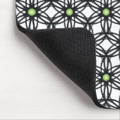 黒い緑と白の円形の幾何学的デザイン マウスパッド (コーナー)