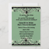 黒い緑のぼろぼろのレースの結婚式招待状 招待状 (正面)