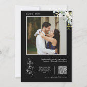 黒い緑のカップルのシャワーQRコードフォト 招待状 (裏面)