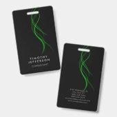 黒い緑のカーブエレガントモダン バッジ (表裏)