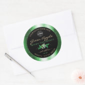 黒い緑のグリッターフローラ製品ラベル追加ロゴ ラウンドシール (封筒)