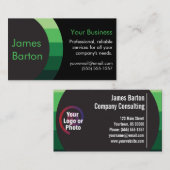 黒い緑のシンプルグラデーションモダンプロフェッショナル 名刺 (正面/裏面)