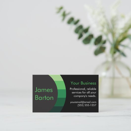 黒い緑のシンプルグラデーションモダンプロフェッショナル 名刺 (スタンド正面)