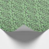 黒い緑のダマスクパターン ラッピングペーパー (角)