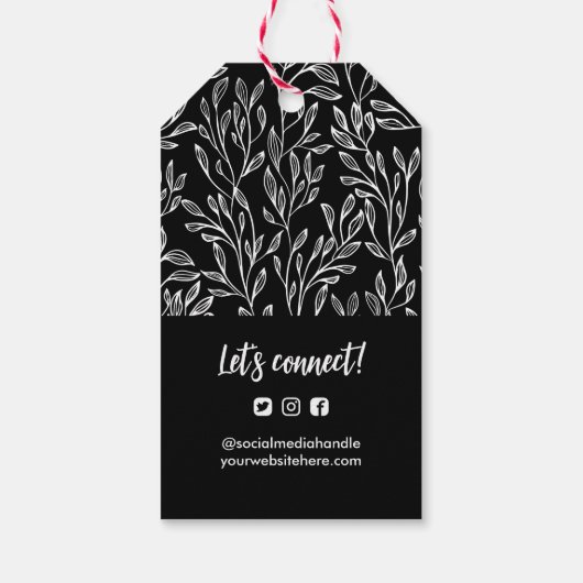 黒い緑のパターンあなたのロゴとQRコード ギフトタグ (裏面)