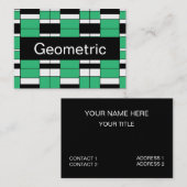黒い緑のミッドセンチュリー幾何学模様 名刺 (正面/裏面)
