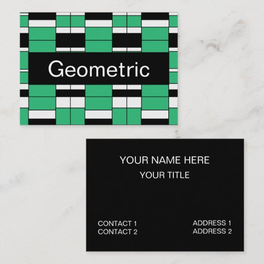 黒い緑のミッドセンチュリー幾何学模様 名刺 (正面/裏面)