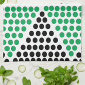 黒い緑の三角形の円のジオメトリパターン キッチンタオル (折り畳み)