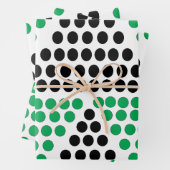 黒い緑の三角形の円のジオメトリパターン ラッピングペーパーシート (インサイチュ)