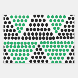 黒い緑の三角形の円のジオメトリパターン ラッピングペーパーシート