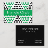 黒い緑の三角形の円のジオメトリパターン 名刺 (正面/裏面)