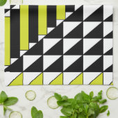 黒い緑の三角形の四角形パターン キッチンタオル (折り畳み)