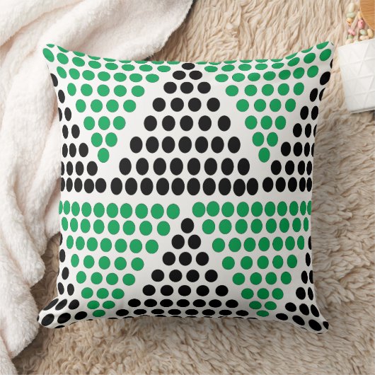 黒い緑の三角形の水玉模様パターン クッション (ブランケット)