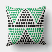 黒い緑の三角形の水玉模様パターン クッション (裏面)