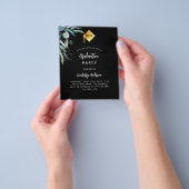 黒い緑の予算卒業パーティーの招待状 チラシ (手)