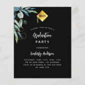 黒い緑の予算卒業パーティーの招待状 チラシ (正面)