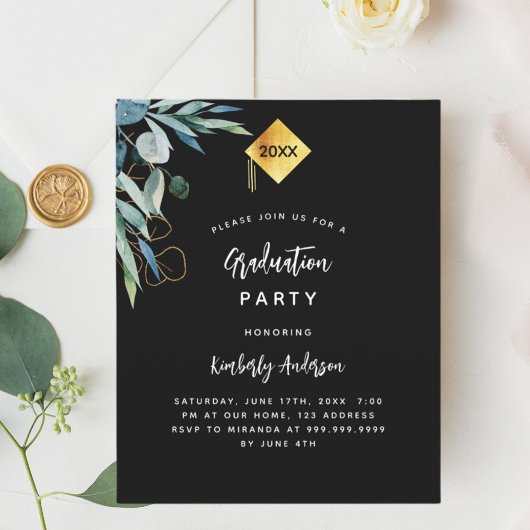 黒い緑の卒業式パーティーへの招待