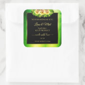 黒い緑の大理石製品ラベル開花バラ スクエアシール (バッグ)