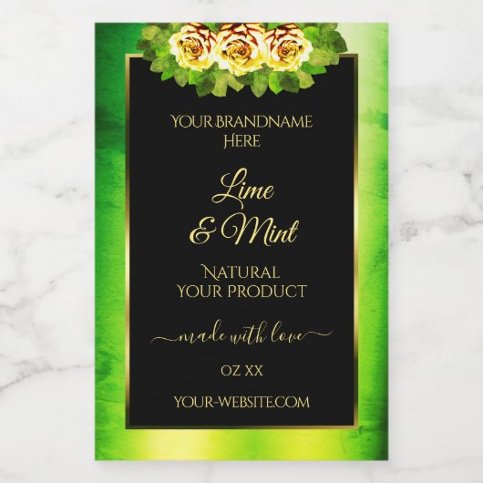 黒い緑の大理石製品ラベル開花バラ フードラベル (シングルラベル)