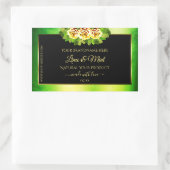 黒い緑の大理石製品ラベル開花バラ 長方形シール (バッグ)