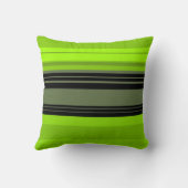 黒い緑の抽象芸術ストライプパターン クッション (裏面)