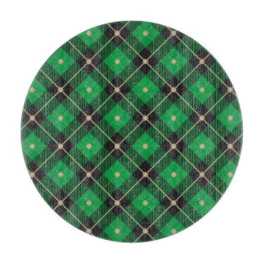 黒い緑の格子模様 カッティングボード (正面)