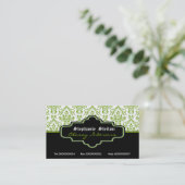 黒い緑の白いダマスクインテリア名刺 名刺 (スタンド正面)