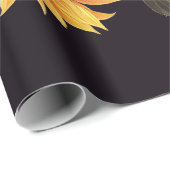 黒い緑の葉花をつける ラッピングペーパー (ロールコーナー)