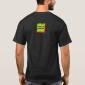 黒い緑の赤いデザインと文字語 Tシャツ (裏面)