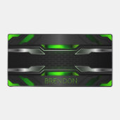 黒い緑の銀ゲームの背景 デスクマット (正面)