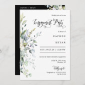 黒い緑の離れ婚約パーティQRコードフォト 招待状 (正面/裏面)