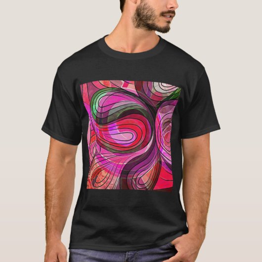 黒い線で描かれたザクロと花崗岩の落書き Tシャツ (正面)
