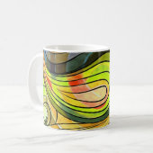 黒い線のある黄と秋の茶色のドードル コーヒーマグカップ (正面左)