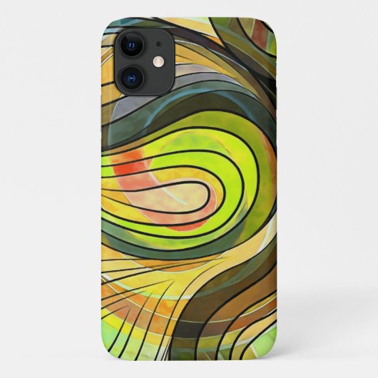 黒い線のある黄と秋の茶色のドードル Case-Mate iPhoneケース (裏面)