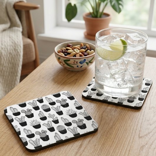 黒い線のアートパターンを削除 コースター