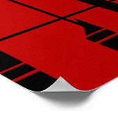 黒い線のシェイプ深い赤いジオメトリック抽象芸術 ポスター (角)